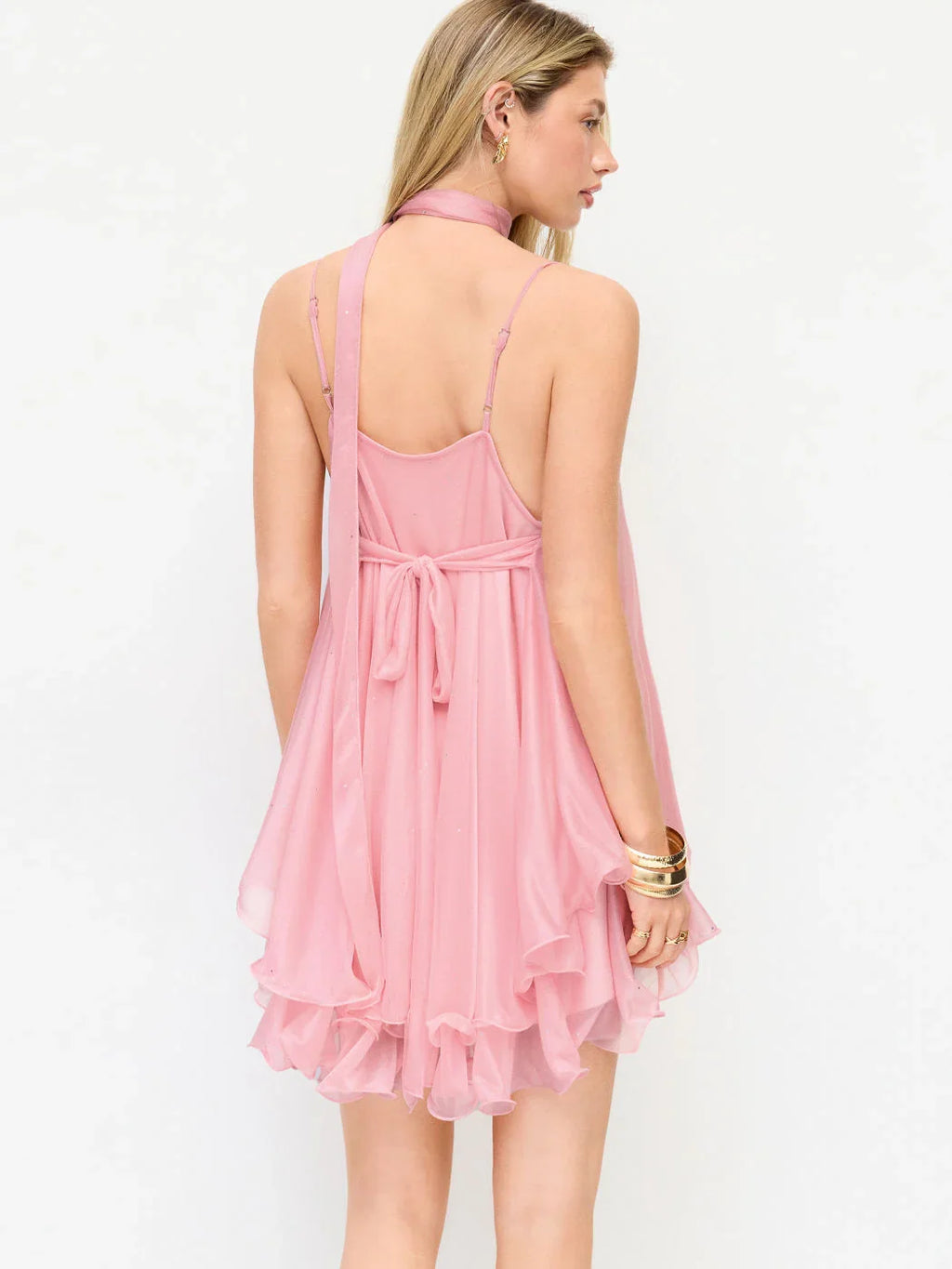 Elise Ruffled Mini Dress With Scarf