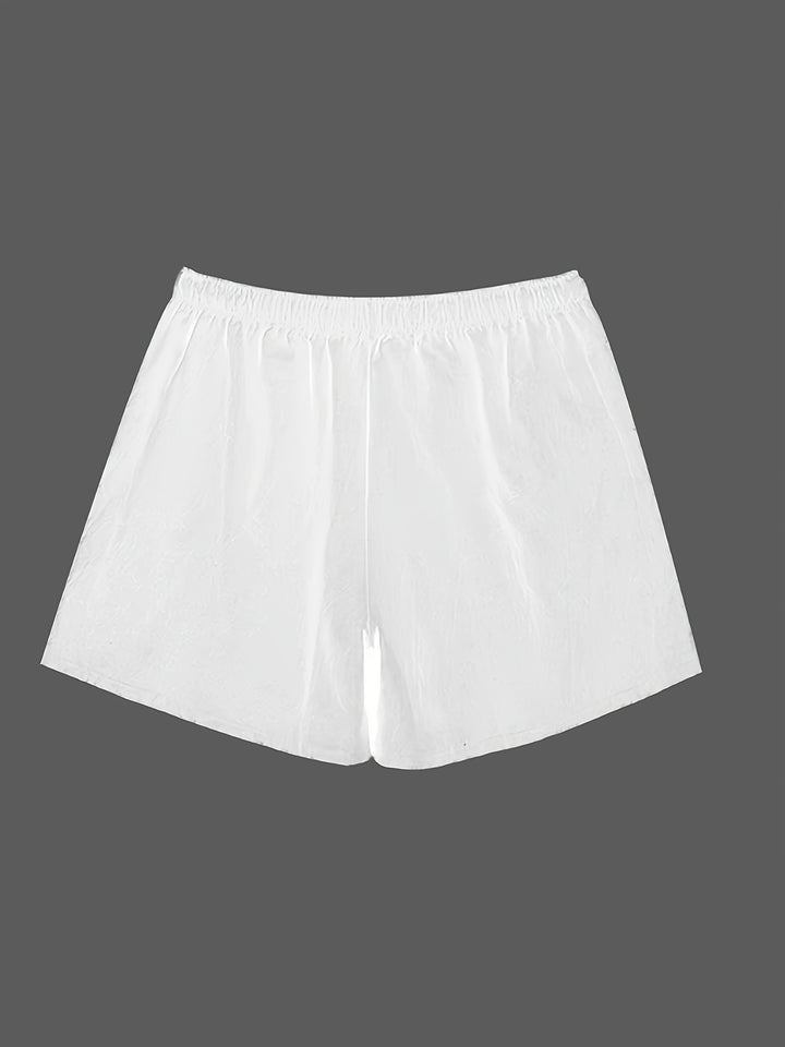 White men swim shorts shown front view with drawstring waist and quick-dry look