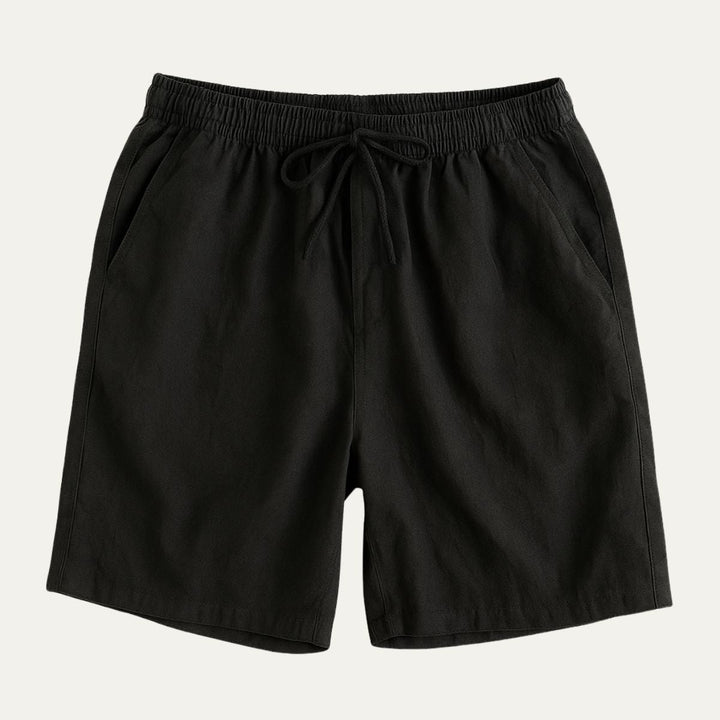 Black summer shorts for men with drawstring waist and casual beach style