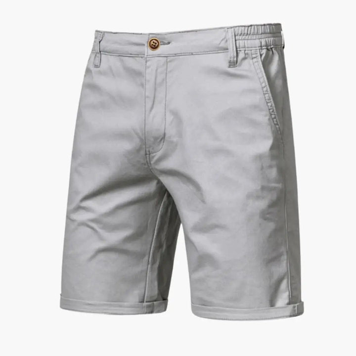 Light gray men's casual knee length shorts with pockets and clean front style