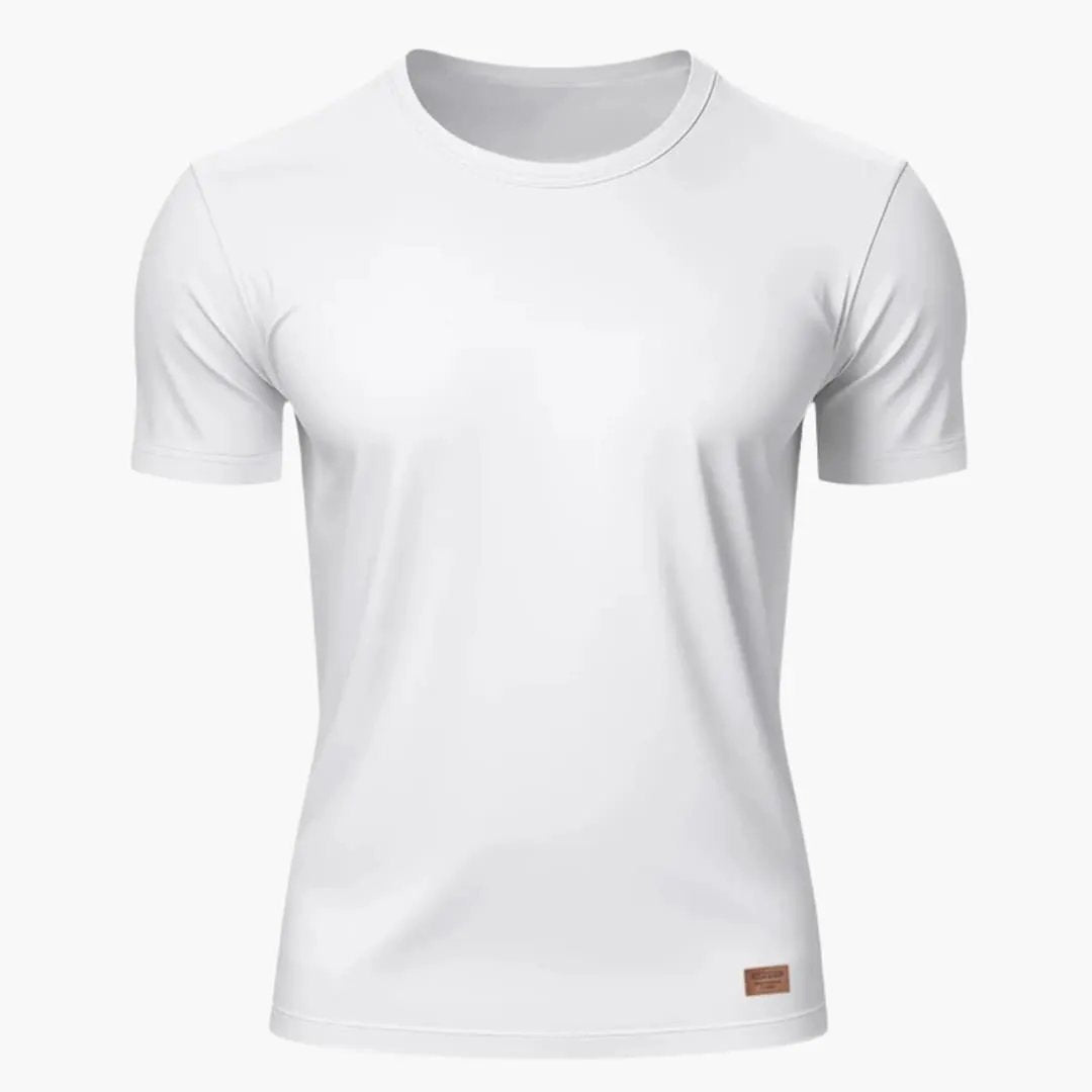 White crew neck short sleeve sports T-shirt with fit and clean plain front