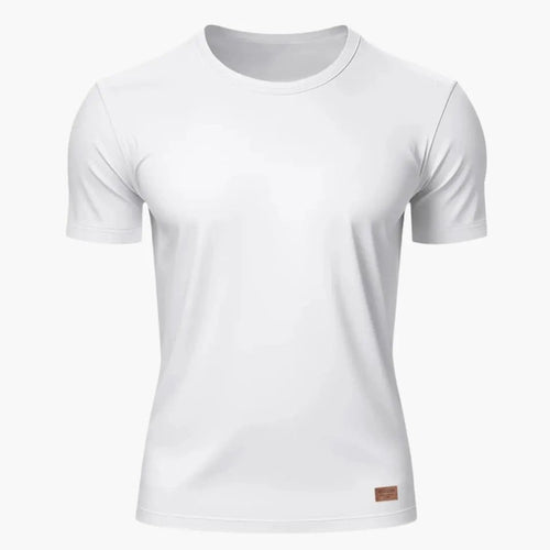 White crew neck short sleeve sports T-shirt with fit and clean plain front