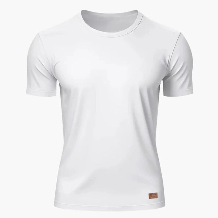 White crew neck short sleeve sports T-shirt with fit and clean plain front