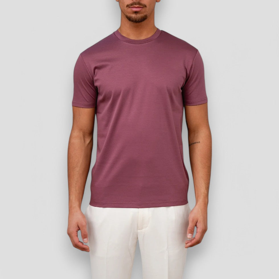 Mauve crew neck short sleeve t shirt, fit men's t shirt in a soft solid color