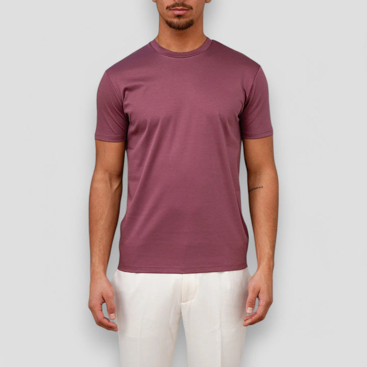 Mauve crew neck short sleeve t shirt, fit men's t shirt in a soft solid color