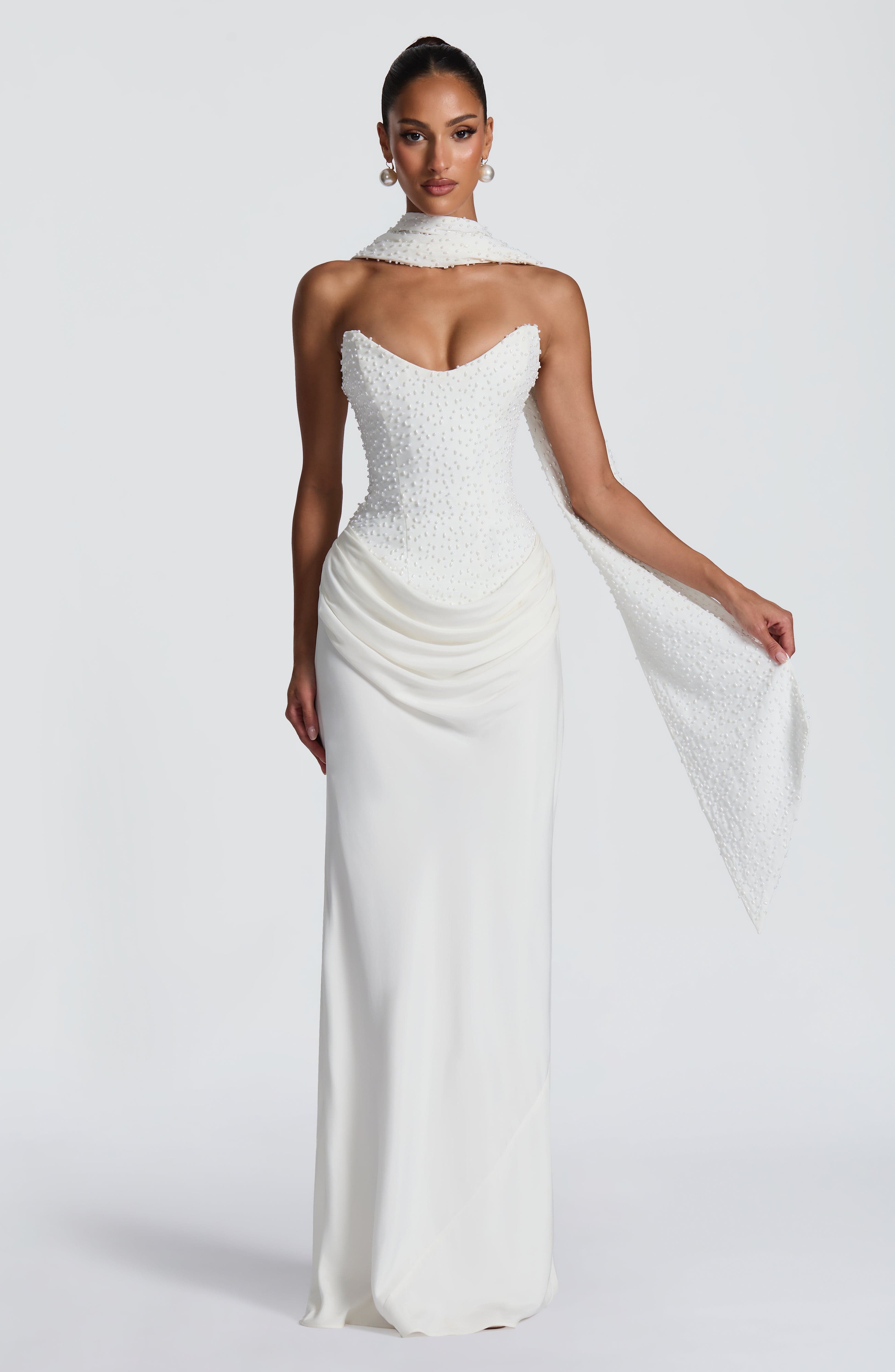 Tindra Maxi Dress - Ivory Dress Babyboo Fashion Premium Exclusive Design